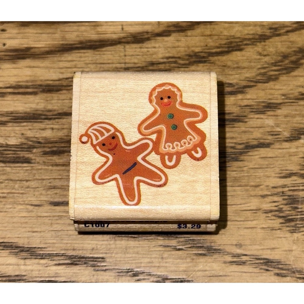 Vintage 90's Stampabilities Gingerbread Couple C1007 Wood Mounted Rubber Stamp